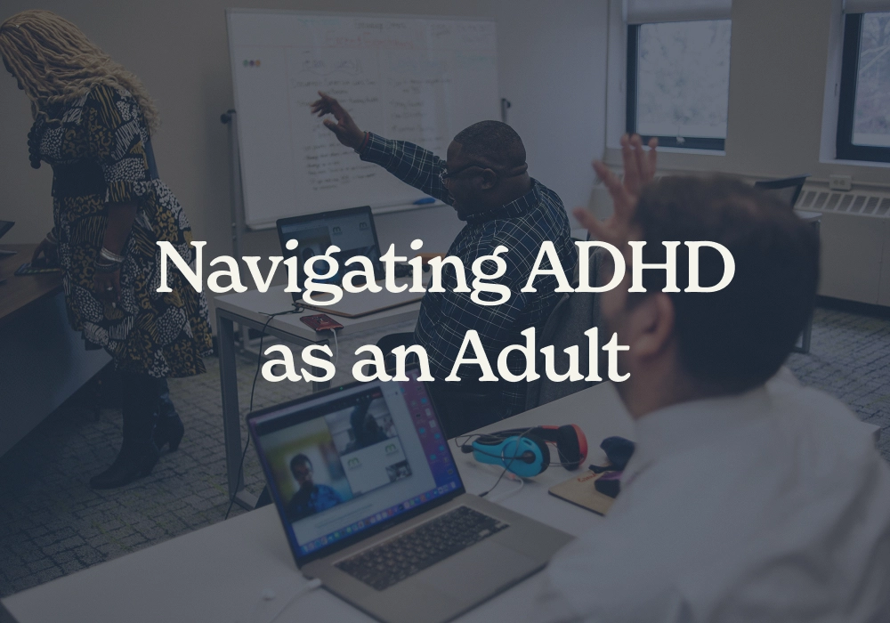 Adults participating in an interactive group learning session focused on attention and workplace support